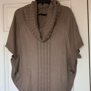 Tan cowl neck short-sleeve sweater